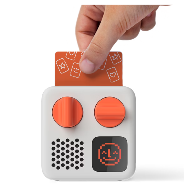 The kids' Yoto. Card in, and it plays.